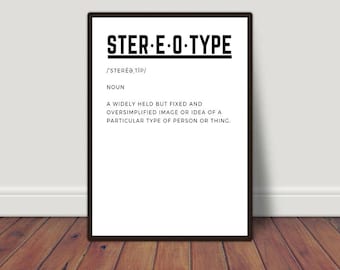 Stereotype Definition, Social Justice Print, Equality Print, Diversity Printable, Home Decor, Work Decor, Human Rights, Inclusion Print