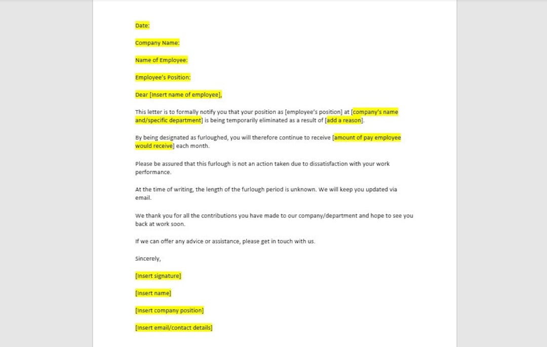 Furlough Letter Template, Furlough Letter, Employee Furlough, Employee Furlough Letter Template, Furlough Letter, Employee Furlough, Employee