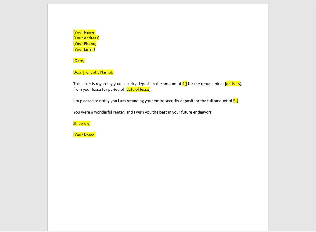 Security Deposit Return Letter Template Security Deposit Return Letter Security Deposit Return Letter Template Security Deposit Return Letter