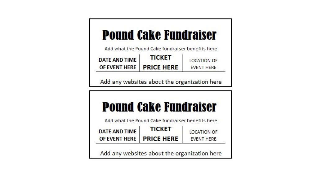 Fundraiser Ticket, Pound Cake Fundraiser Ticket, Pound Cake Fundraiser ...