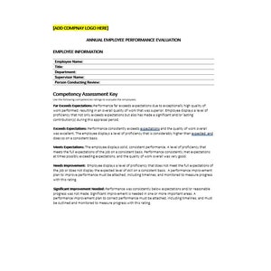 Employee Performance Review, Performance Evaluation, Word-Employee Performance Evaluation, Performance Appraisal, Editable File