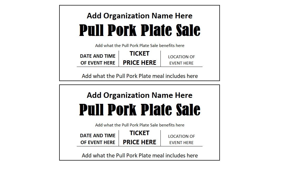 Pull on sale tickets fundraiser