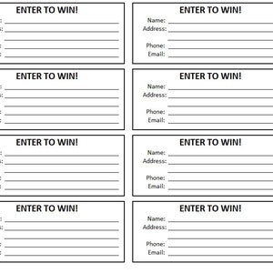 Printable Raffle Ticket, Enter to Win Printable Ticket, Printable Raffle Ticket Template, Enter to Win Printable Ticket Template
