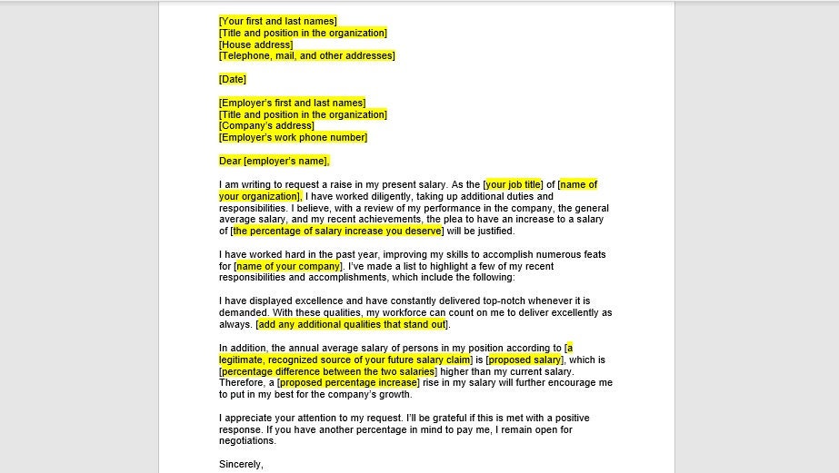 Sample Template For A Letter Or Email Asking For A Raise Sample Template For A Letter Or Email Asking For A Raise