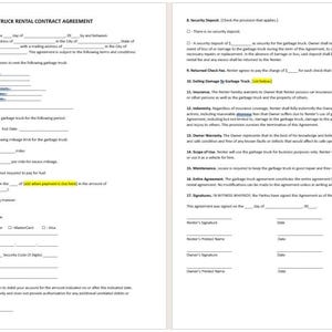 Contrato de alquiler de camión de basura, plantilla de contrato de alquiler de camión de basura, contrato de alquiler de camión de basura, alquiler de camión de basura