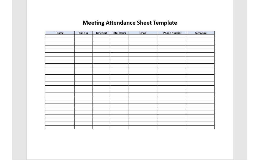 Editable Meeting Attendance Sheet Template, Attendance Sheet Template Editable Meeting Attendance Sheet Template, Attendance Sheet Template