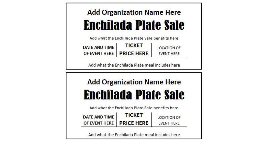Editable Enchilada Plate Sale Ticket, Enchilada Plate Sale Fundraiser ...