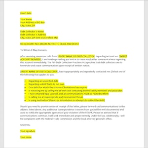 Cobrador de deudas cese y desistimiento, Plantilla de carta de cese y desistimiento, Carta de cese y desistimiento, Plantilla de cese y desistimiento, Plantilla de Word