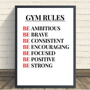 Gym Rules, Gym Wall Art, Motivational Print, Inspirational Wall Art, Inspiration Wall Art, Home Gym Print, Workout Print, Gym Poster