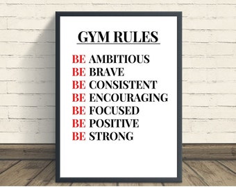 Gym Rules, Gym Wall Art, Motivational Print, Inspirational Wall Art, Inspiration Wall Art, Home Gym Print, Workout Print, Gym Poster