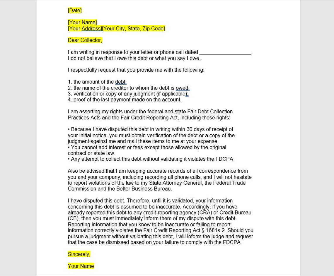 Debt Collection Dispute Letter Template, Debt Collection Dispute Letter Debt Collection Dispute Letter Template, Debt Collection Dispute Letter