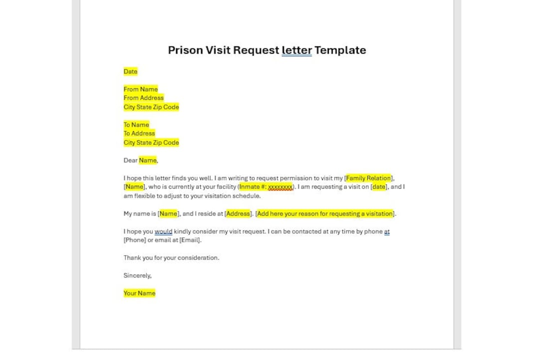 Prison Visit Request Letter Template Visit Request Letter Prison Prison Visit Request Letter Template Visit Request Letter Prison