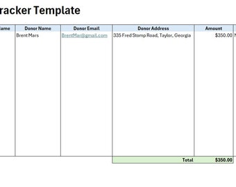 Editable Donation Tracker Template, Donation Tracker, Editable Excel Template, Donation Template, Excel Template, Editable Template