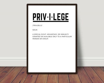 Privilege Definition, Social Justice Print, Equality Print, Diversity Printable, Home Decor, Work Decor, Human Rights, Inclusion Print