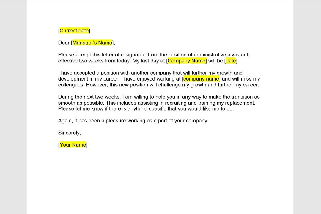 Administrative Assistant Resignation Letter Template Resignation administrative-assistant-resignation-letter-template-resignation