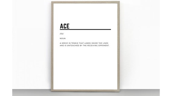 Tennis Ace Definition Tennis Print Tennis Decor Definition | Etsy