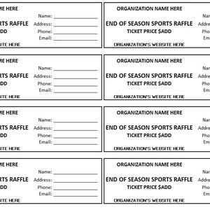 Bearbeitbares Saisonende-Sport-Verlosungsticket, Saisonende-Sport-Verlosung, Geben Sie ein, um das druckbare Ticket zu gewinnen, Saisonende-Sport-Verlosungskarte