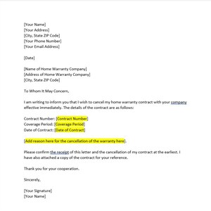 Home Garantie Widerrufsschreiben, Home Garantie Widerrufsschreiben Vorlage, Stornierungsschreiben, Word-Vorlage, Einfacher Brief, Brief