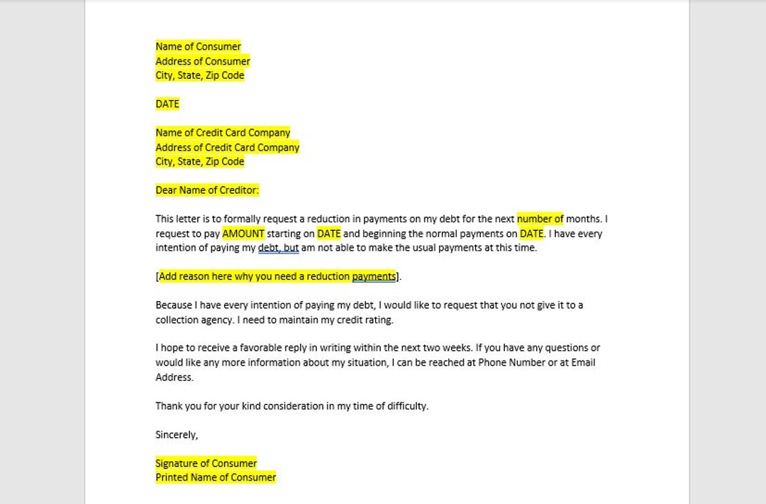 Credit Card Hardship Letter Template, Credit Card Hardship Letter