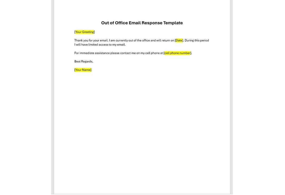 email response out of office