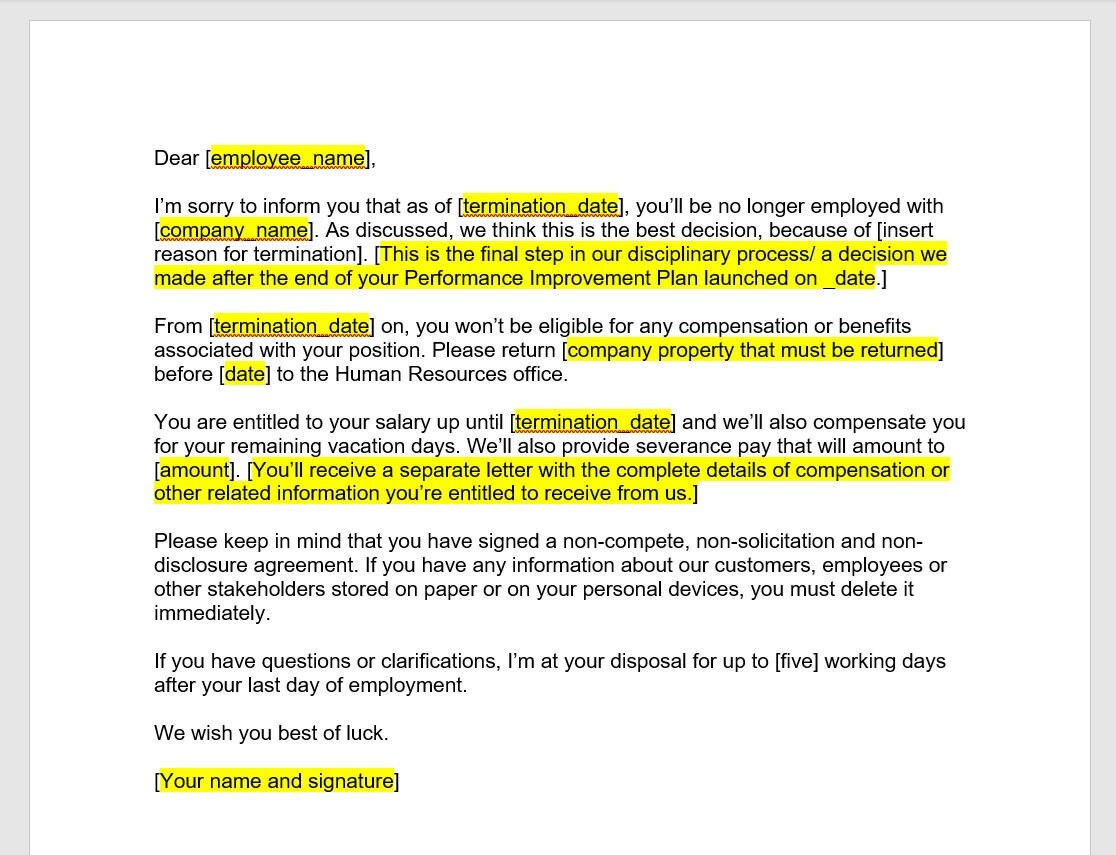 Termination Letter Template Termination Letter Termination Template 