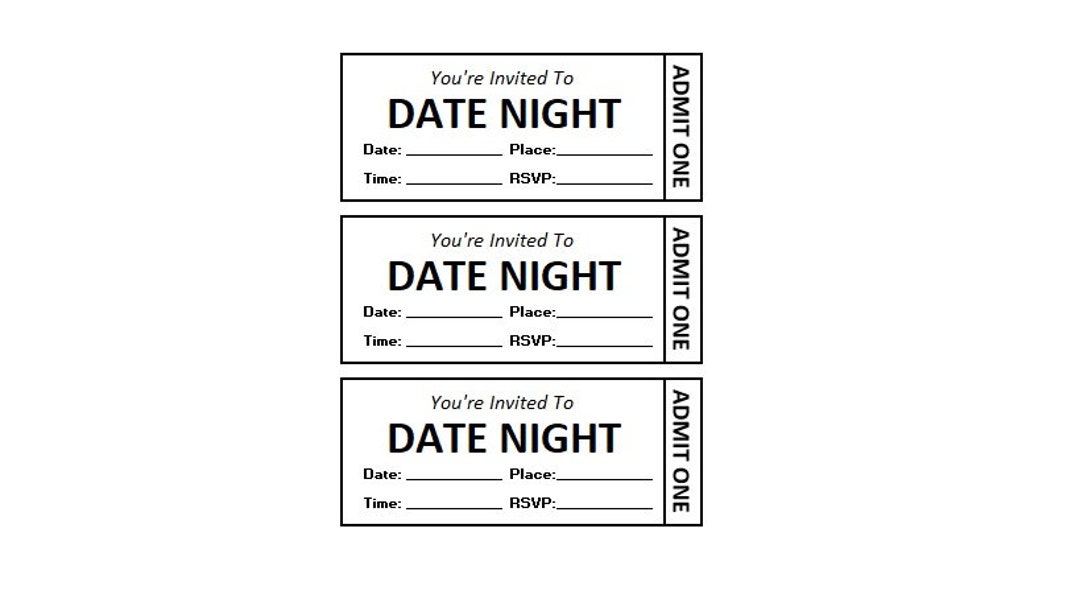 Editable Date Night Event Ticket, Date Night Ticket Printables Editable Date Night Event Ticket, Date Night Ticket Printables