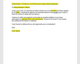 Job Follow-up Email Template, Follow-up Email Letter, Follow-up Email Template, Follow-up Letter Template, Word Template, Simple Email