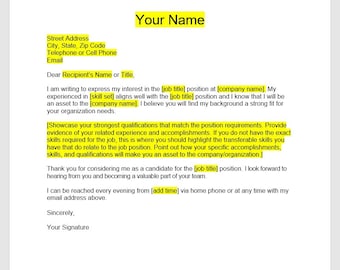 Simple Cover Letter, Cover Letter Template, Editable Cover Letter, Cover Letter Template, Word Template, Simple Letter, Letter Download