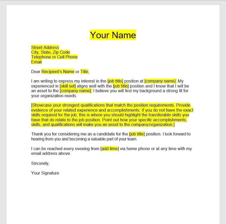 Simple Cover Letter, Cover Letter Template, Editable Cover Letter