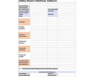 Project Proposal, Project Proposal Template, Simple Project Proposal, Simple Project Proposal Template, Excel Template, Simple Template