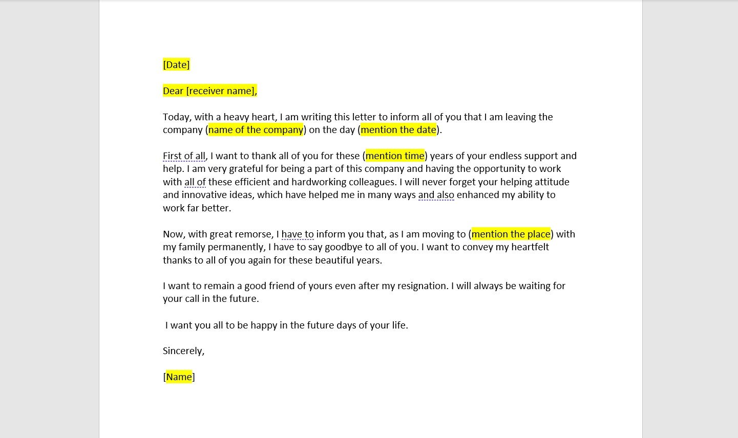 Goodbye Letter To Colleagues Template Resignation Letter Resignation 