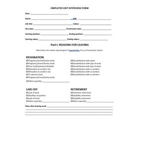 Employee Exit Interview Form Template Employee Exit Interview Form