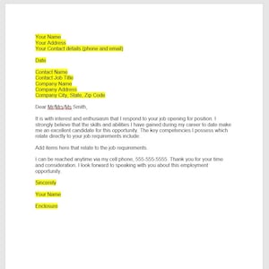 Carta de presentación de cambio de carrera, Plantilla de carta de presentación, Carta de presentación editable, Plantilla de carta de presentación, Plantilla de Word, Carta simple