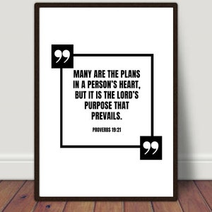 Many are the plans in a person’s heart..., Proverbs 19:21, Christian Print, Religion Print, Spiritual Print, Christian Verse Art Print