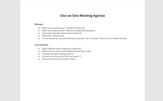 One On One Meeting Agenda Template 10 Best Free And Customizable