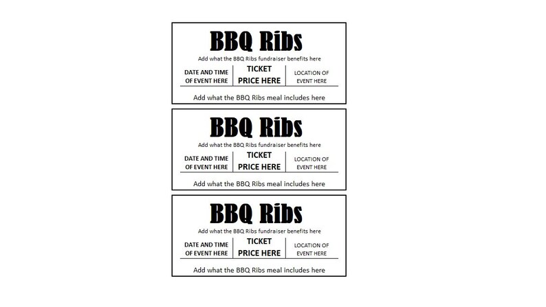 Fundraiser Ticket, BBQ Ribs Fundraiser Ticket, BBQ Ribs Fundraiser ...