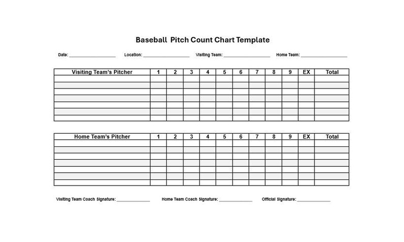 Printable Baseball Pitch Count Template, Baseball Pitch Count, Pitch ...