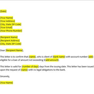 Kredit Bestätigungsschreiben, Kredit Bestätigungsschreiben Vorlage, Bestätigungsschreiben, Word Vorlage, Word Letter, Einfacher Brief