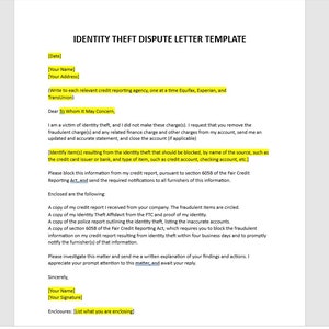 Bearbeitbarer Identitätsdiebstahl Streitbrief, Identitätsdiebstahl Brief, Streitbrief, Identitätsdiebstahl Brief Vorlage, Word Vorlage, Einfacher Brief