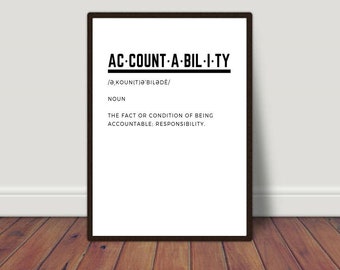 Accountability Definition, Social Justice Print, Equality Print, Diversity Printable, Home Decor, Work Decor, Human Rights, Inclusion Print