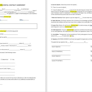 Acuerdo de contrato de alquiler de muebles editable, plantilla de contrato de alquiler de muebles, contrato de alquiler de muebles, contrato de alquiler de muebles
