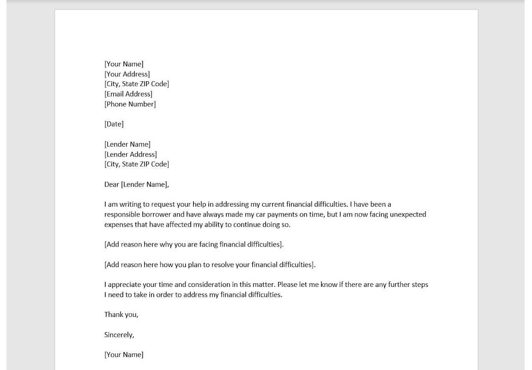 Hardship Letter for Car Payment, Hardship Letter for Car Payment