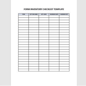 Lista de verificación de inventario editable, plantilla de hoja de inventario, inventario, plantilla de inventario, plantilla de Word, plantilla simple