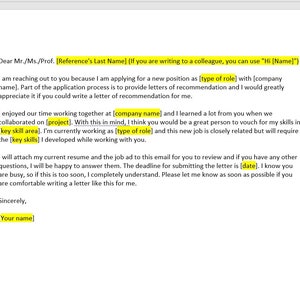Carta de solicitud de recomendación, Carta de recomendación, Carta de plantilla de solicitud de recomendación, Plantilla de Word, Carta simple