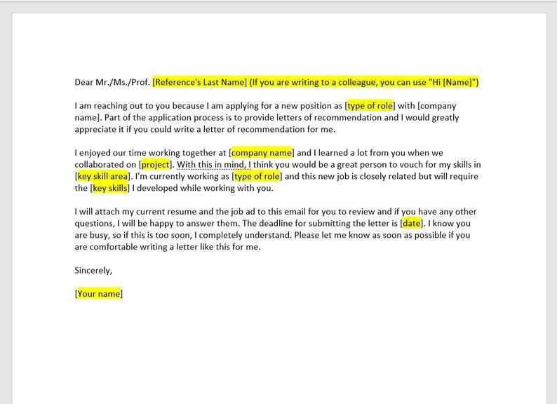 Recommendation Request Letter, Recommendation Letter, Recommendation