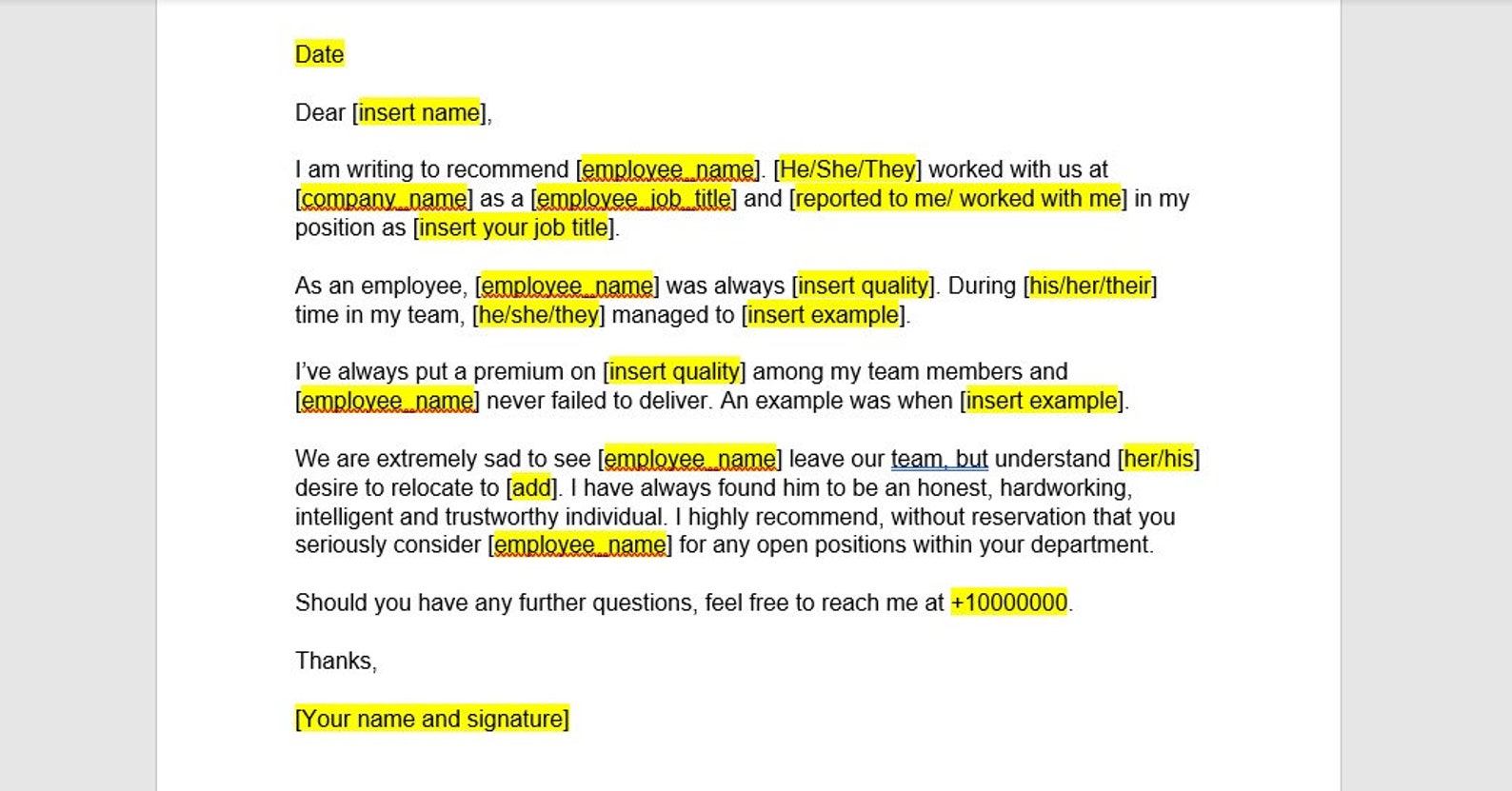 Employee Reference Letter Template, Employee Reference Letter, Employee ...