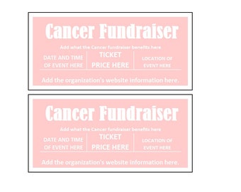 Fundraiser Ticket, Cancer Fundraiser Ticket, Cancer Fundraiser Ticket Printables, Cancer Fundraiser Template Printable, Ticket Template