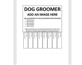 Editable Dog Grooming Tear-off Flyer, Tear-off Flyer Template, Dog Grooming Advertisement, Advertisement Flyer, Flyer Template, Dog Grooming
