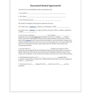 Plantilla de contrato de alquiler de sótano, carta de contrato de alquiler de sótano, plantilla de contrato de alquiler, contrato de alquiler simple, plantilla de Word