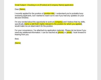Job Follow-up Email Template, Follow-up Email Letter, Follow-up Email Template, Follow-up Letter Template, Word Template, Simple Email